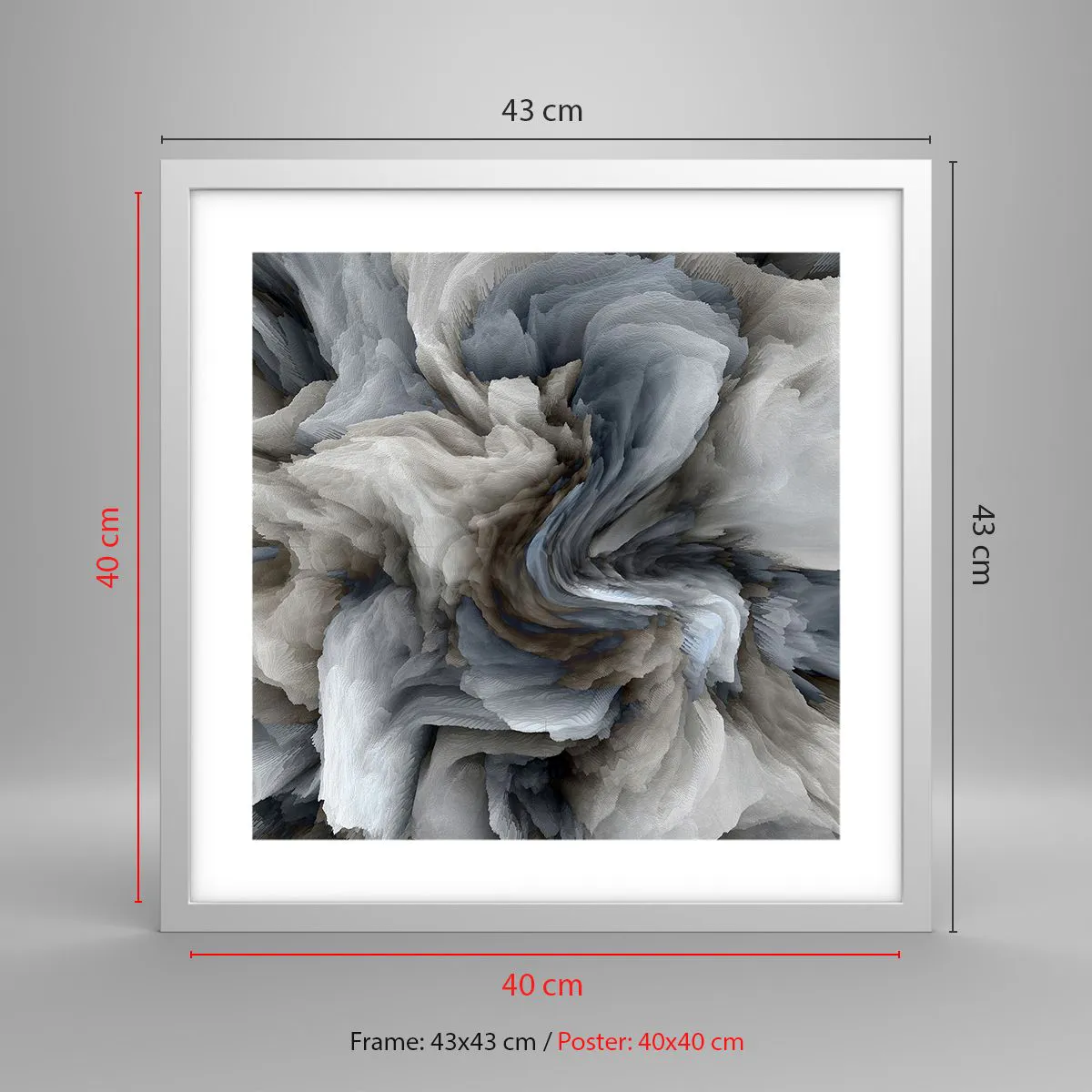 Affisch i vit ram - Sten och blomma - 40x40 cm