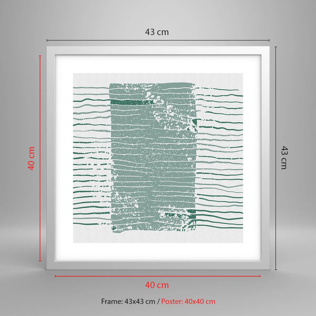 Affiche dans un cadre blanc - Poster - Abstraction de la mer - 40x40 cm