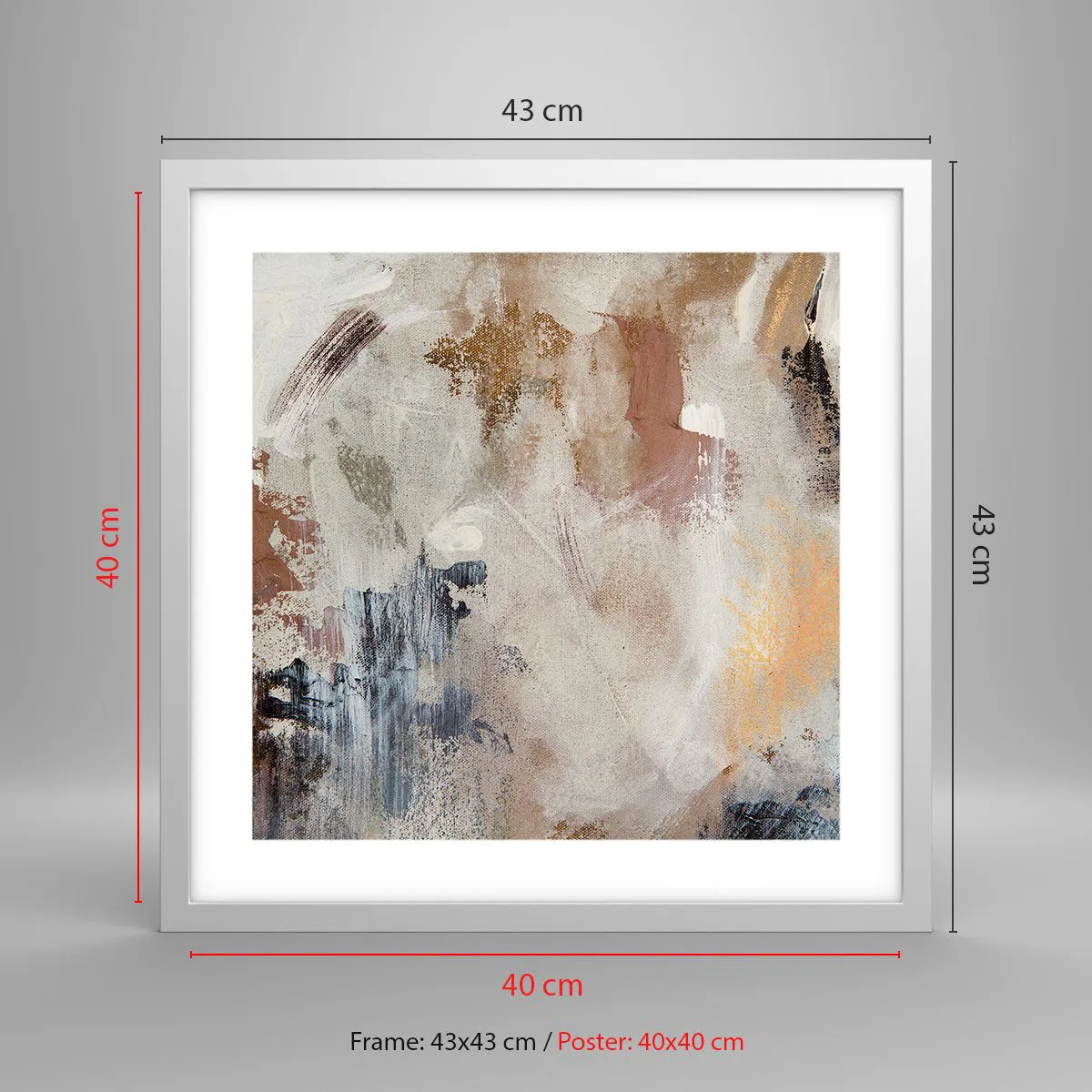 Poster in white frmae - Foggy Abstract - 40x40 cm