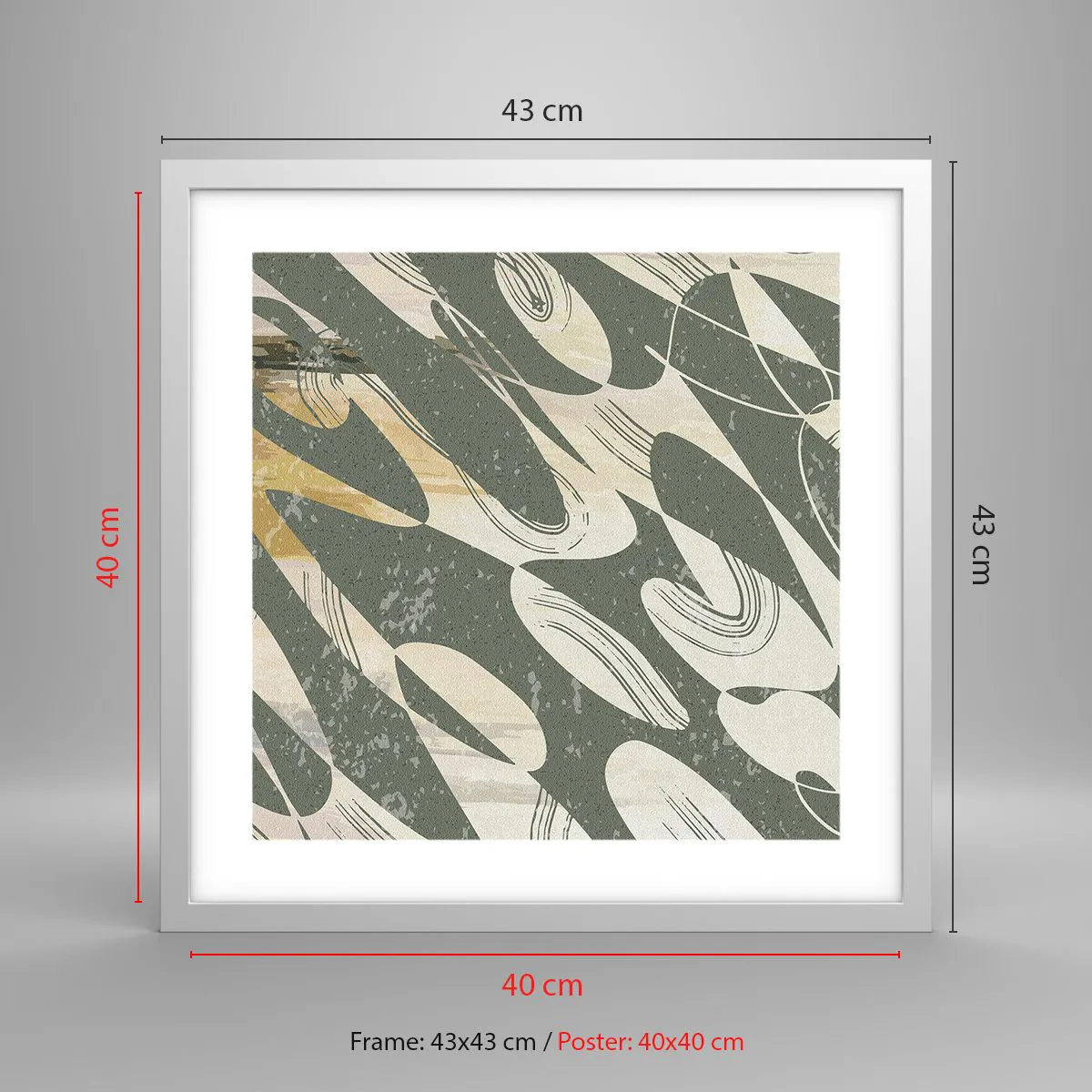 Poster in een witte lijst - Ritmische abstractie - 40x40 cm