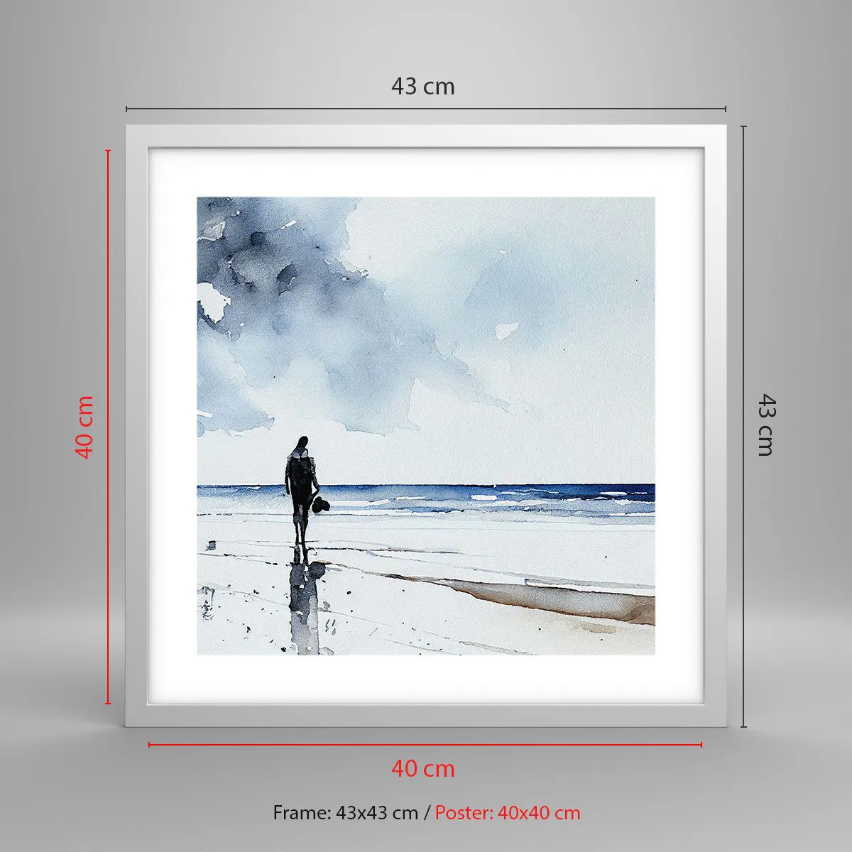 Pôster em moldura branca - Conversa com o mar - 40x40 cm