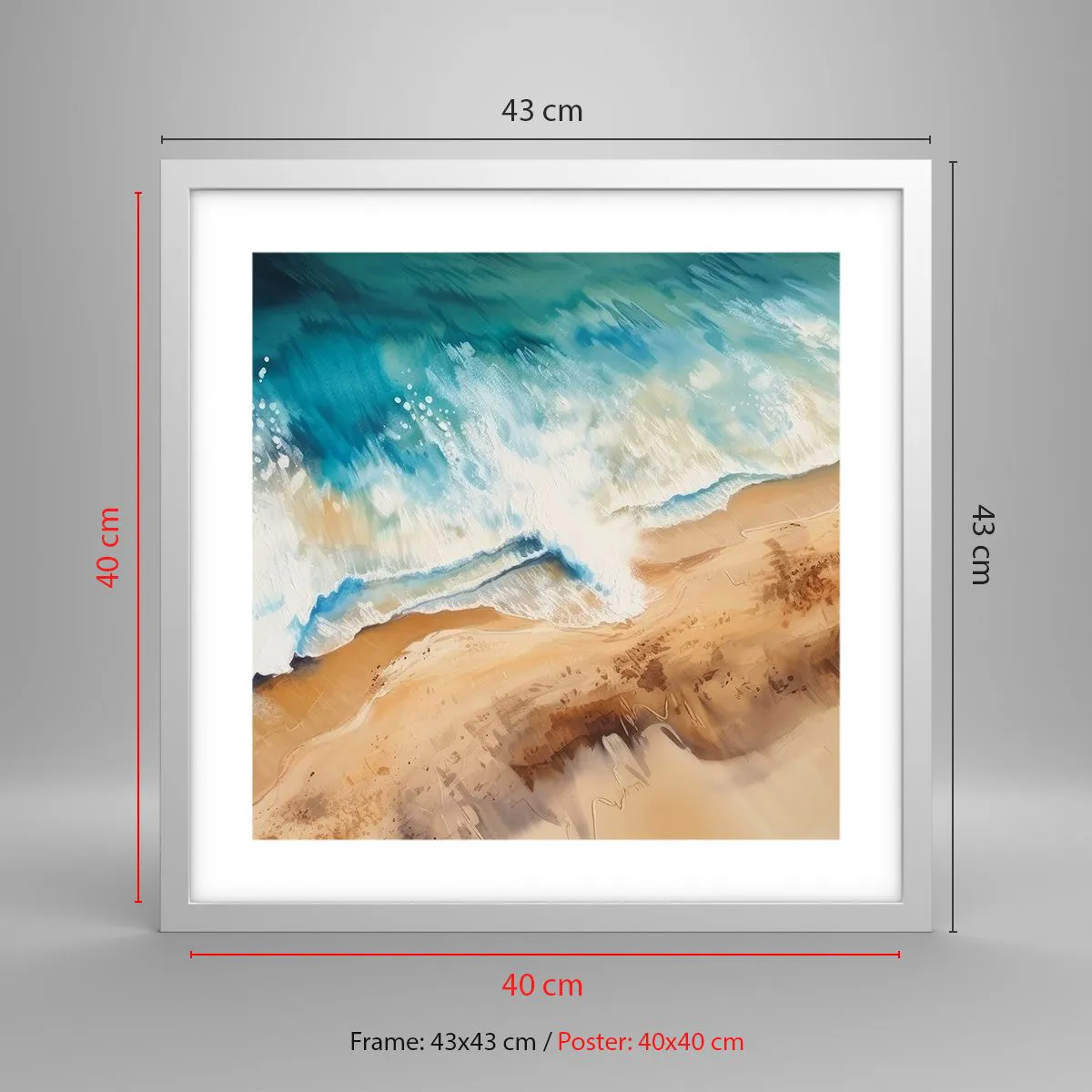 Affiche dans un cadre blanc - Poster - La vague qui revient - 40x40 cm
