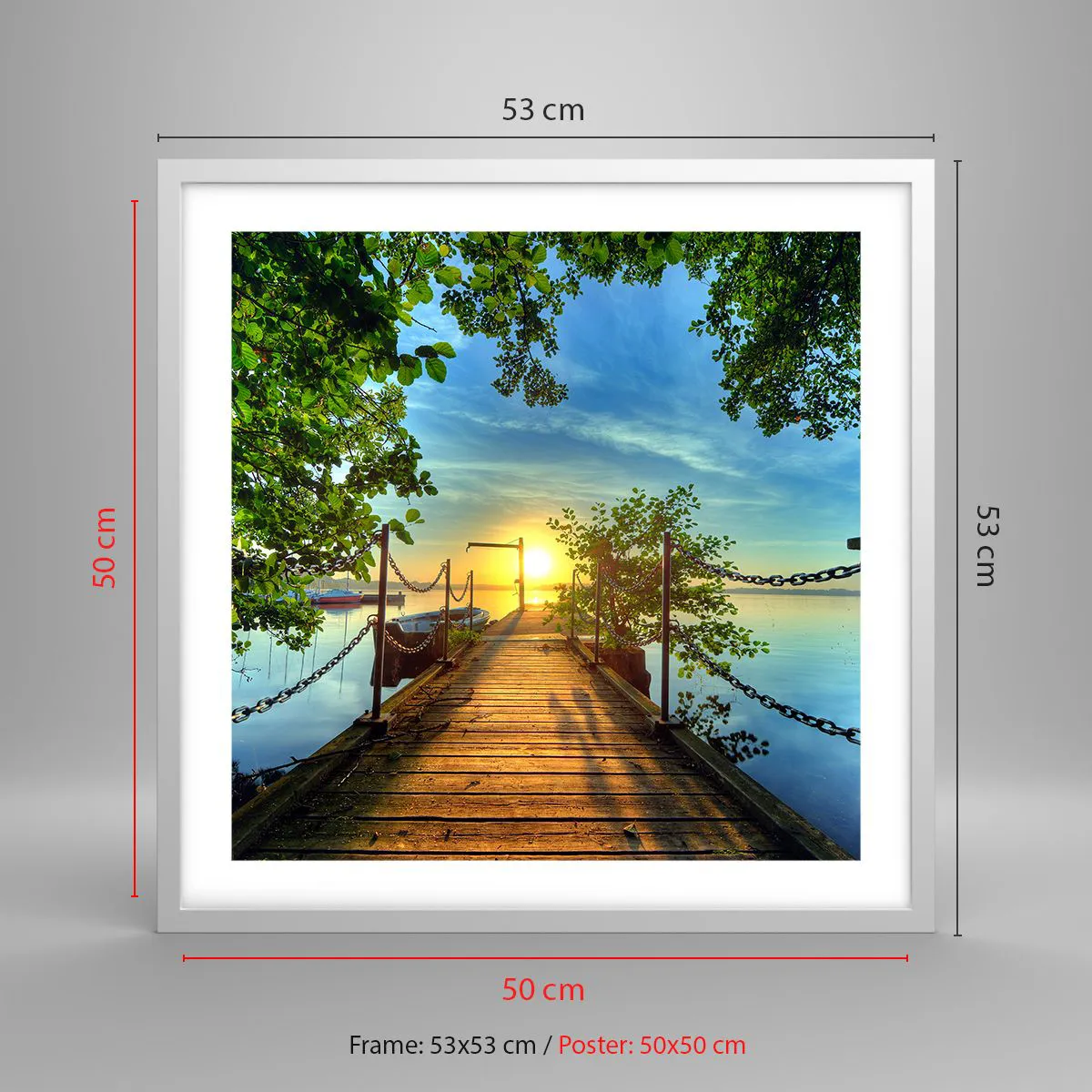 Affiche dans un cadre blanc - Poster - L'ouest au-dessus de l'eau - 50x50 cm
