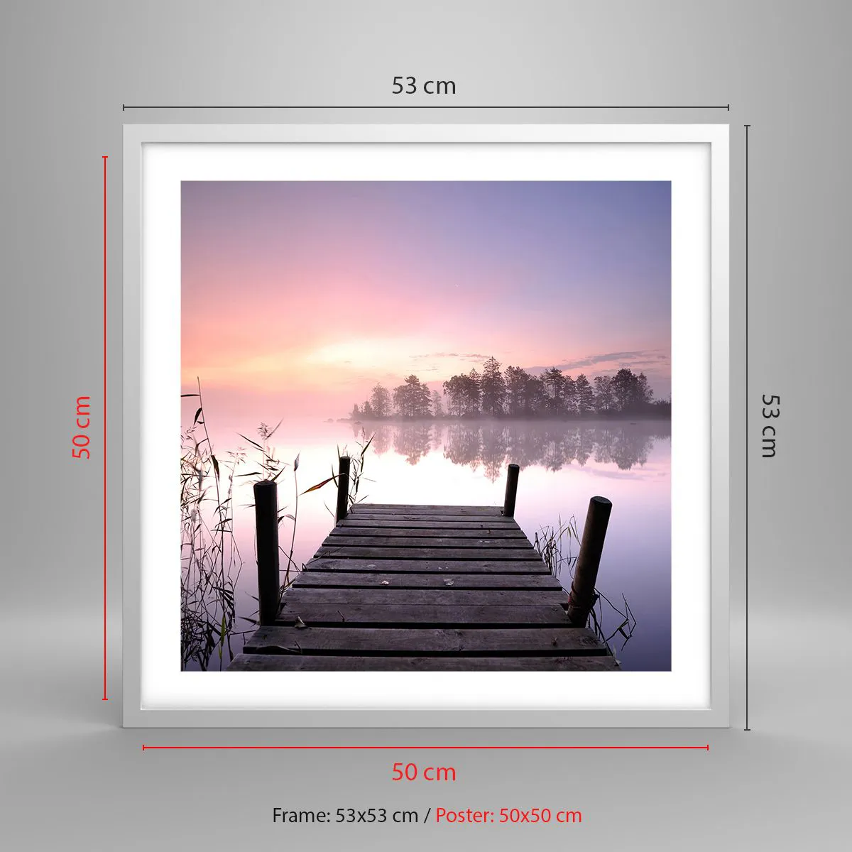 Plagát v bielom ráme - Z ľaliovej hmly… - 50x50 cm