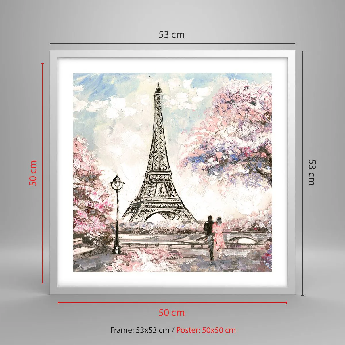Affiche dans un cadre blanc - Poster - Balade d'avril à Paris - 50x50 cm