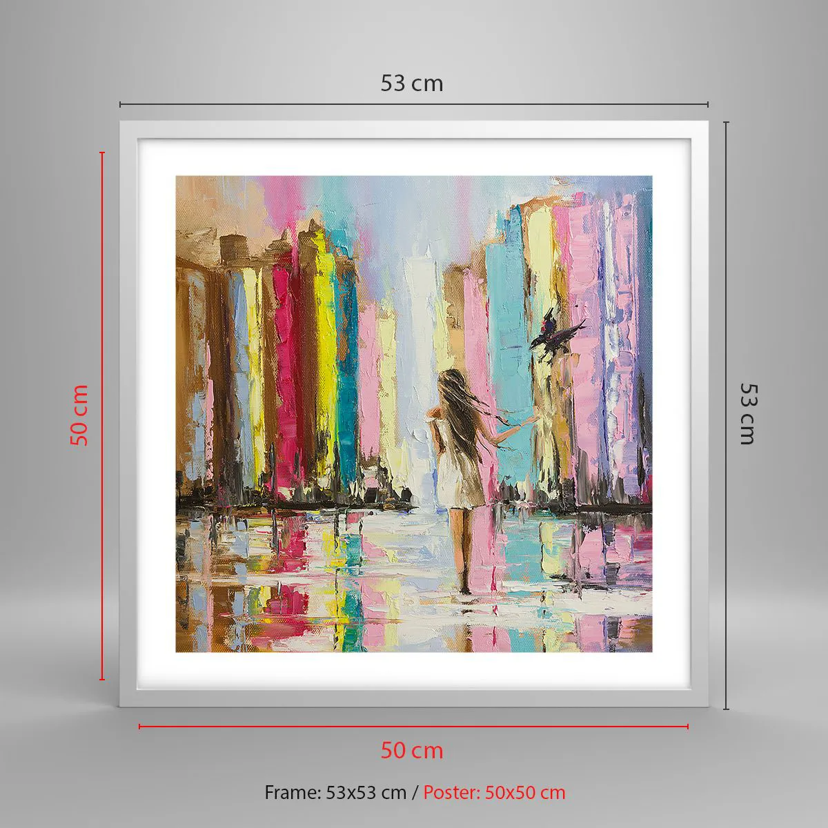 Plakat w białej ramie - Idż za mną - 50x50 cm