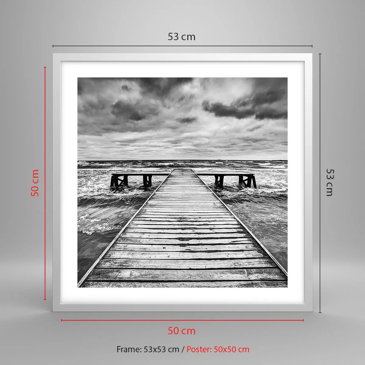 Poster in einem weißen Rahmen - Ich warte darauf, dass der Wind wegjagt... - 50x50 cm