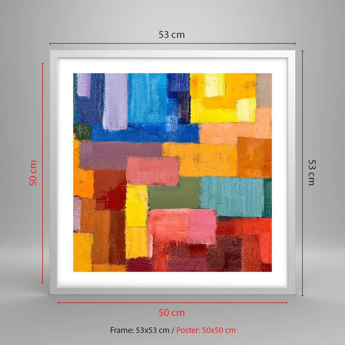 Plakát v bílém rámu - Každý jiný, všechny barevné - 50x50 cm