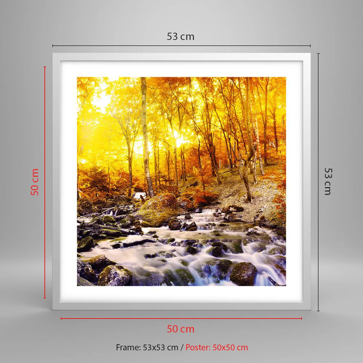 Poster în ramă albă - Pietre montate în aur și platină - 50x50 cm