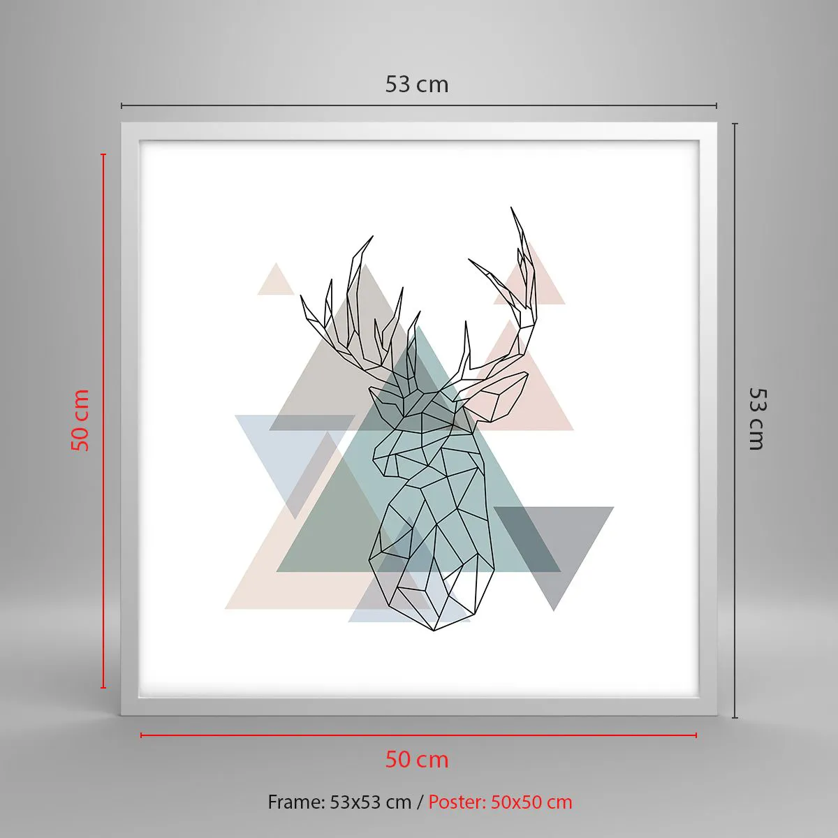 Plakát v bílém rámu - V geometrickém lese - 50x50 cm