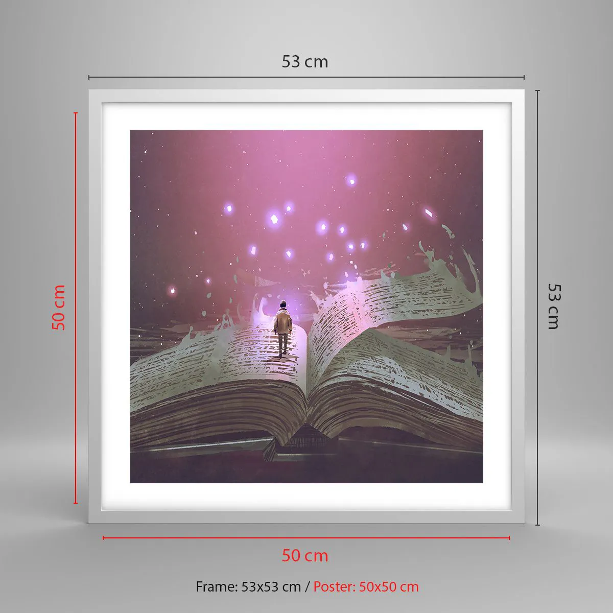 Poster in white frmae - Invitation to Another World -Read It! - 50x50 cm