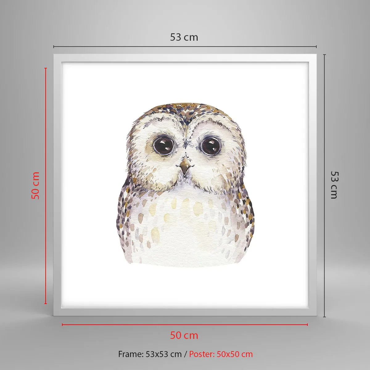 Affiche dans un cadre blanc - Poster - Regarde-moi dans les yeux - 50x50 cm