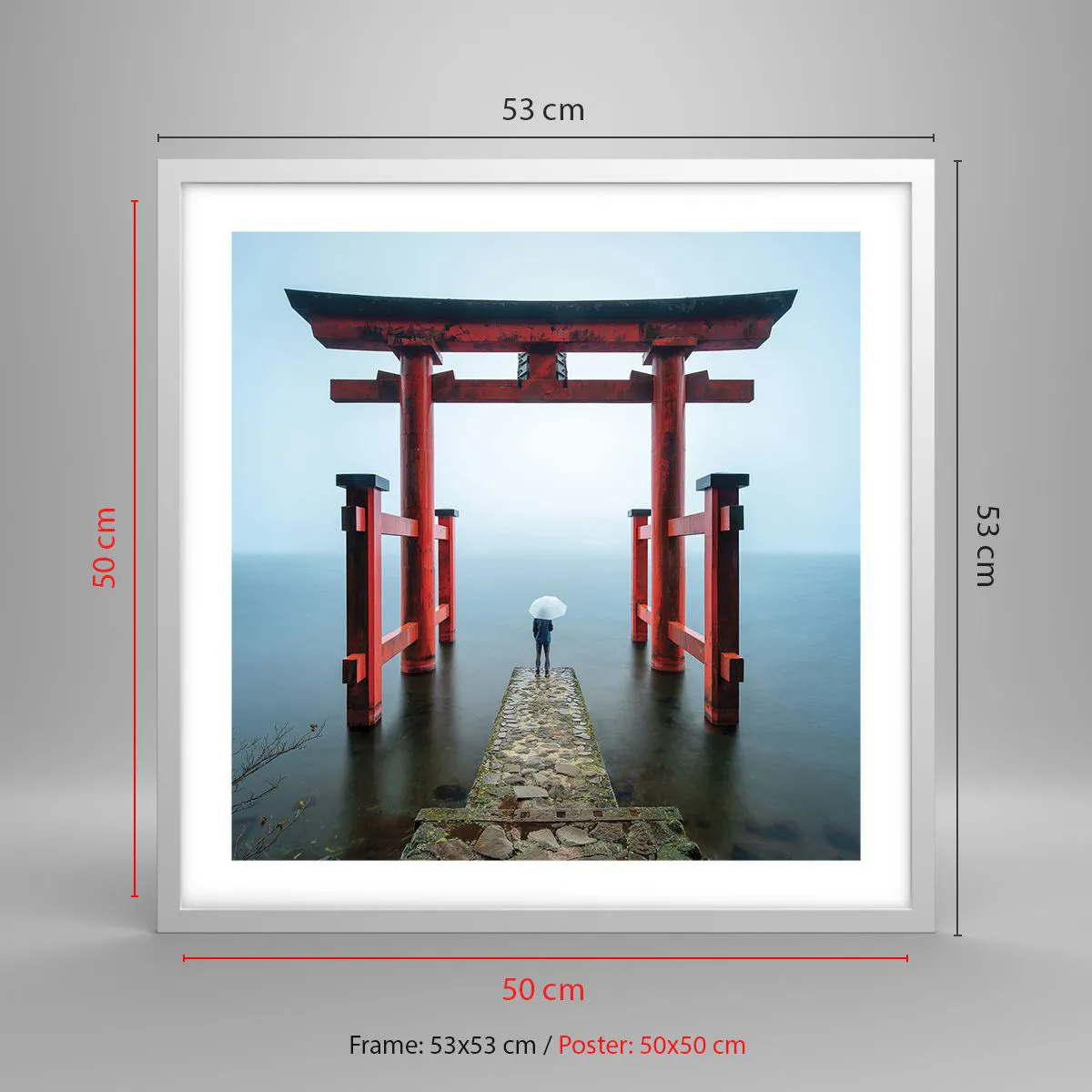 Plakat w białej ramie - Japońska zaduma - 50x50 cm