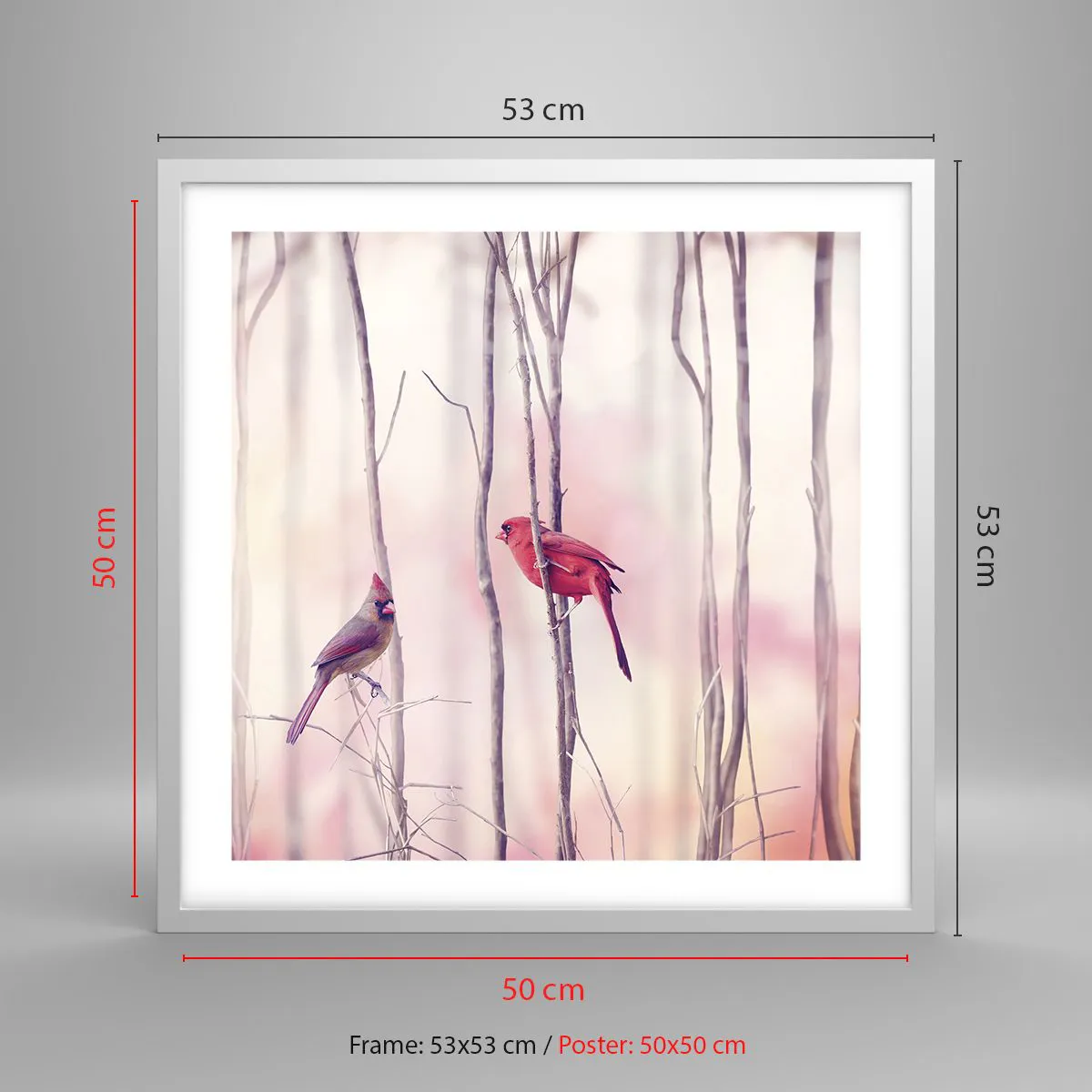 Plakat i hvid ramme - Fortællingen om den lyserøde skov - 50x50 cm