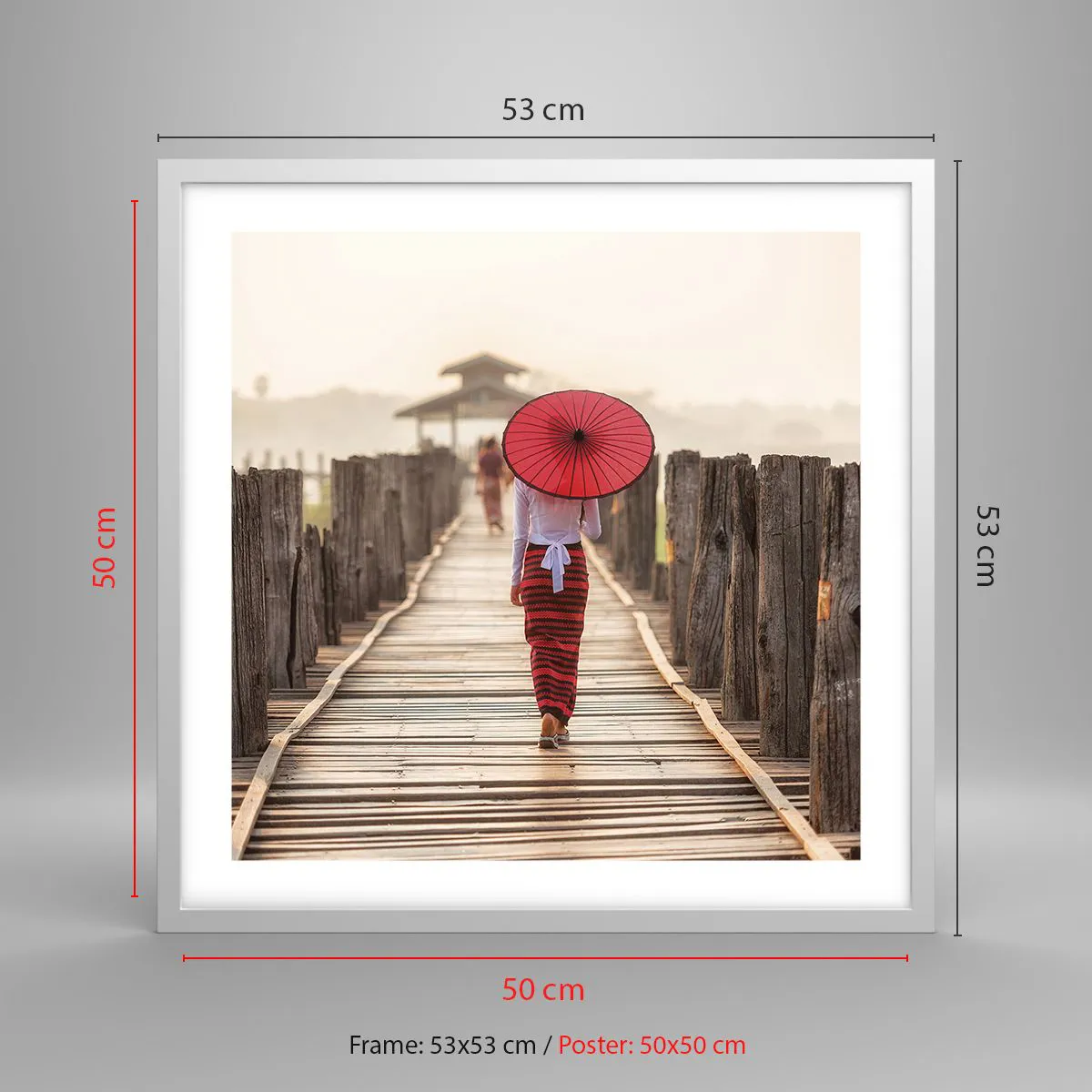 Affisch i vit ram - På den gamla bron - 50x50 cm