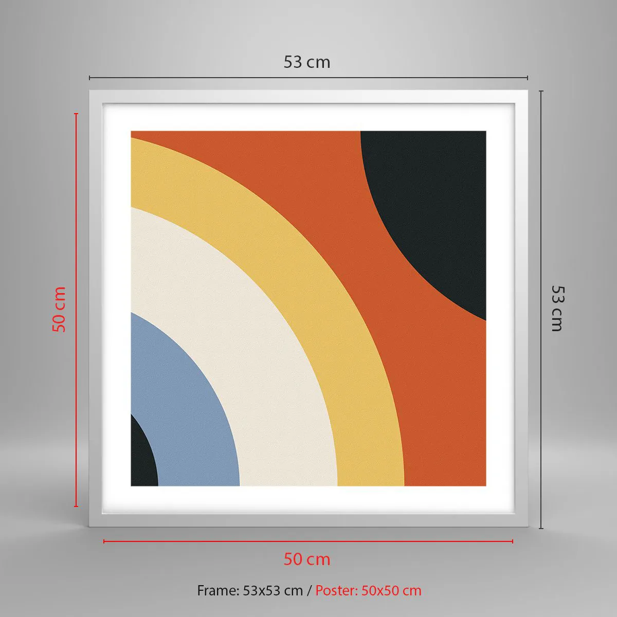 Póster en marco blanco - Círculo sobre círculo - 50x50 cm