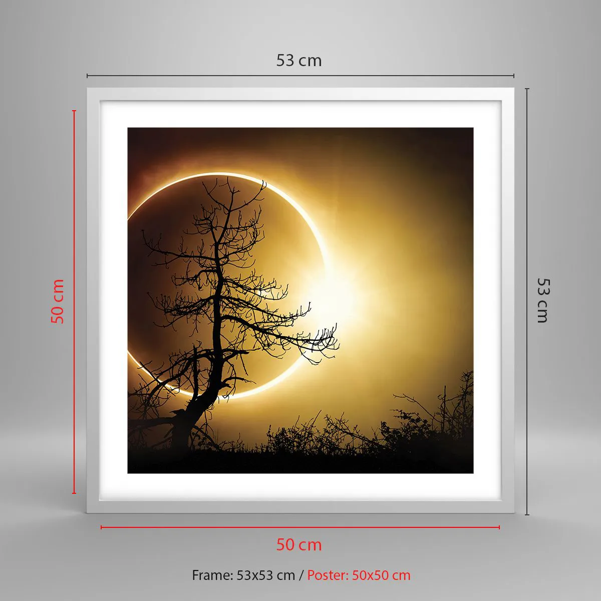 Poster in white frmae - Total Eclipse - 50x50 cm