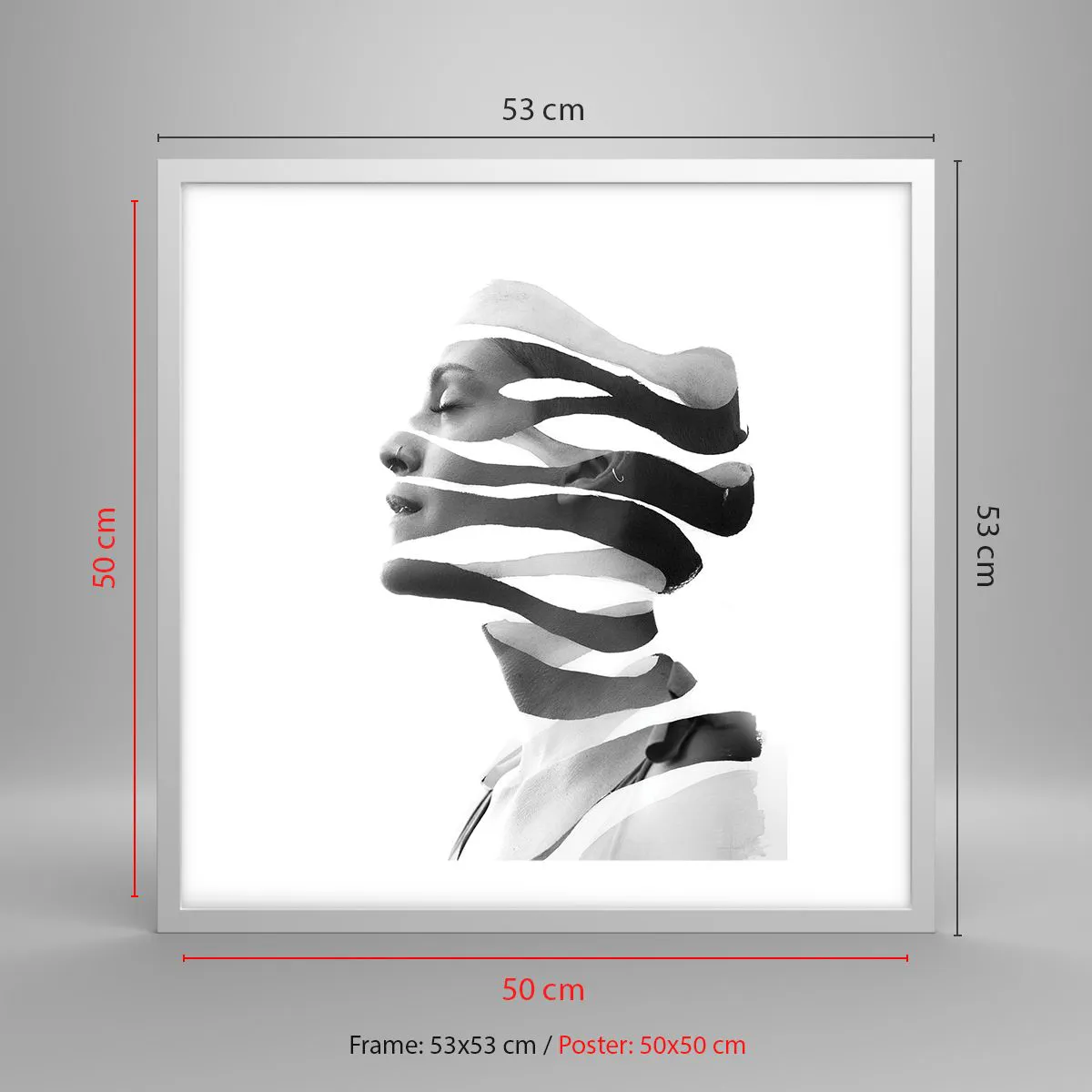 Póster en marco blanco - Retrato surrealista - 50x50 cm