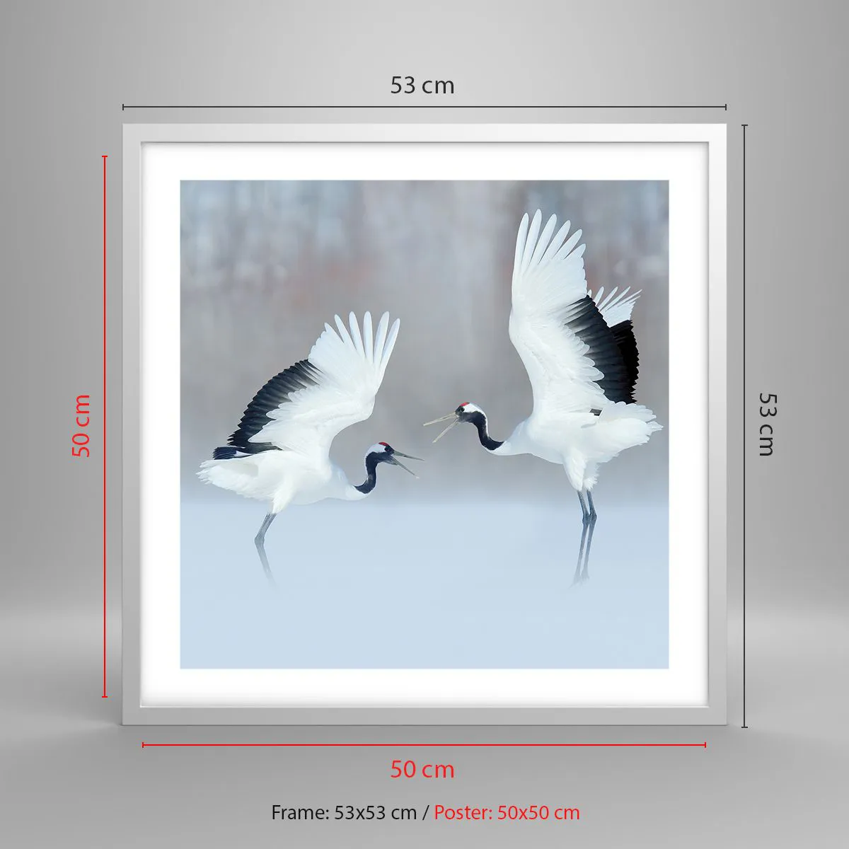 Affiche dans un cadre blanc - Poster - Danse dans le brouillard - 50x50 cm