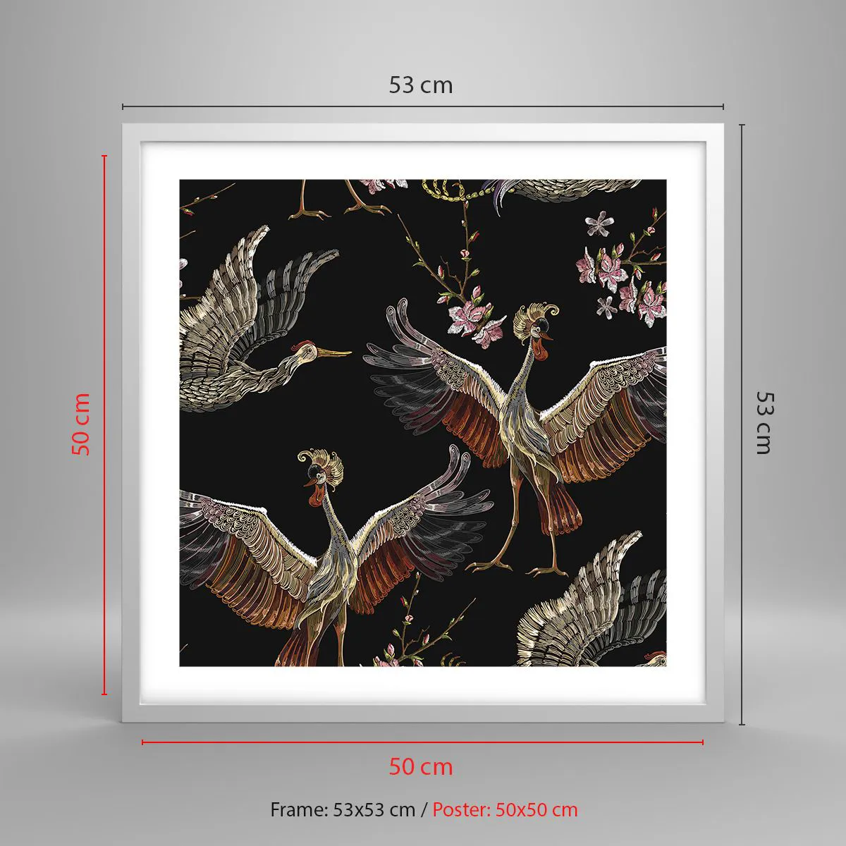 Affiche dans un cadre blanc - Poster - Un oiseau de conte de fées - 50x50 cm