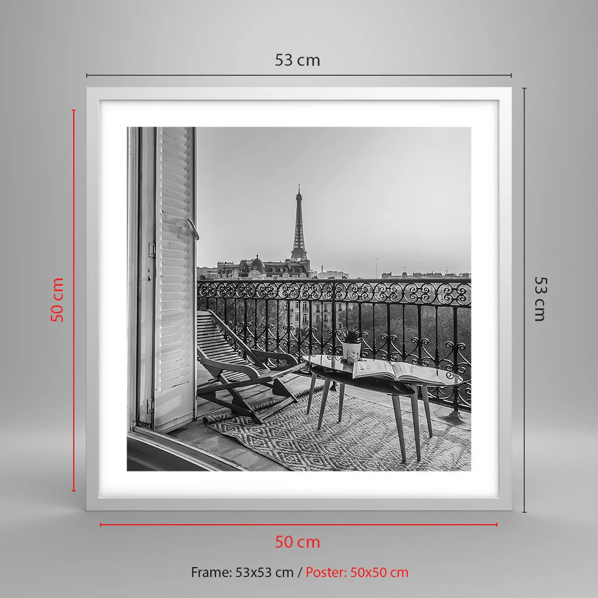 Affiche dans un cadre blanc - Poster - Après-midi parisien - 50x50 cm