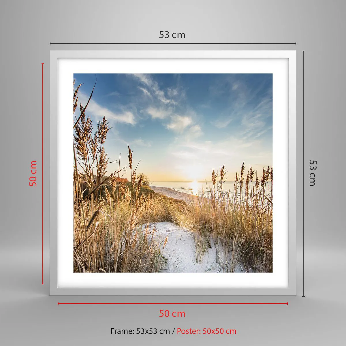 Poster in white frmae - Northern Beach - 50x50 cm