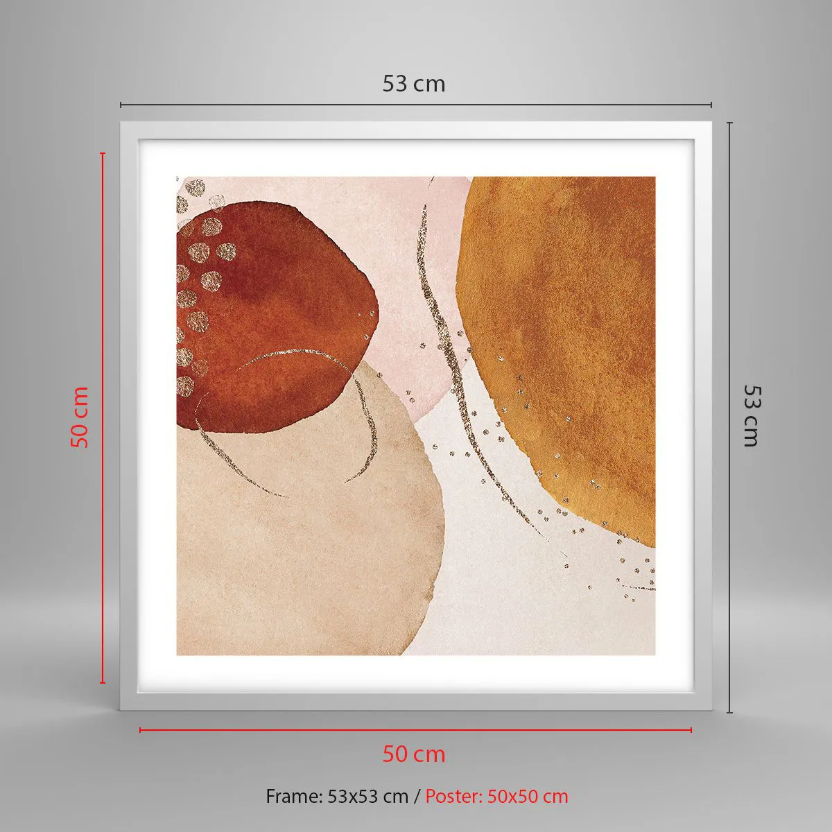 Affiche dans un cadre blanc - Poster - Rondeur et mouvement - 50x50 cm