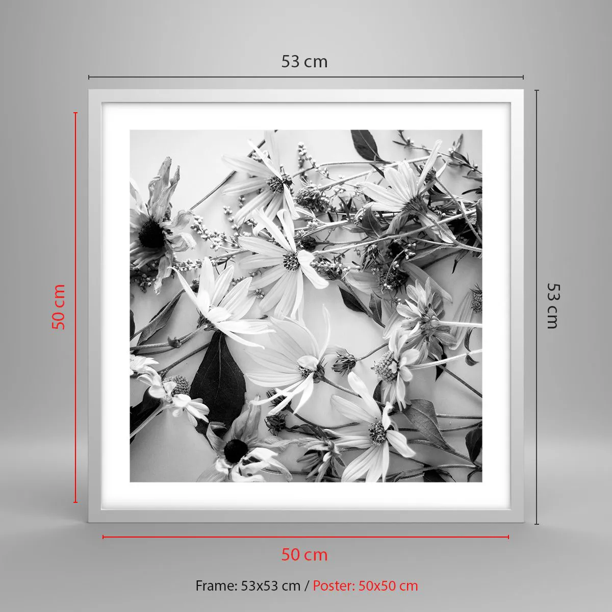 Pôster em moldura branca - Não é um ramo de flores - 50x50 cm