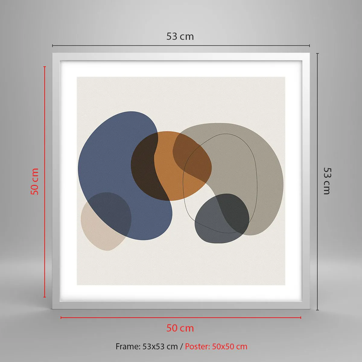 Plakat w białej ramie - Krople barw - 50x50 cm