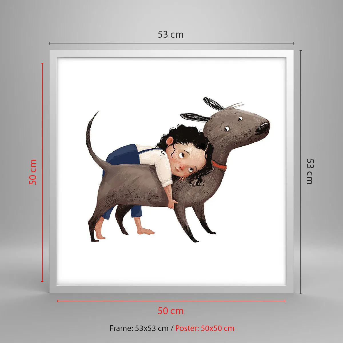 Poster in cornice bianca - I migliori amici - 50x50 cm