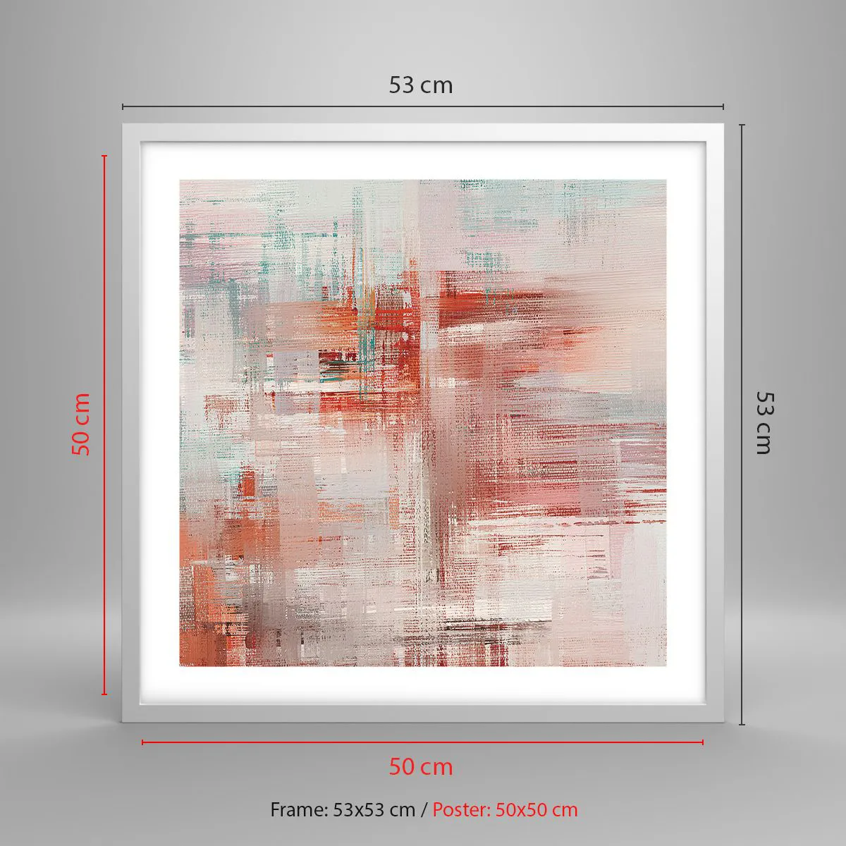 Poster in white frmae - Foggy but Pink - 50x50 cm