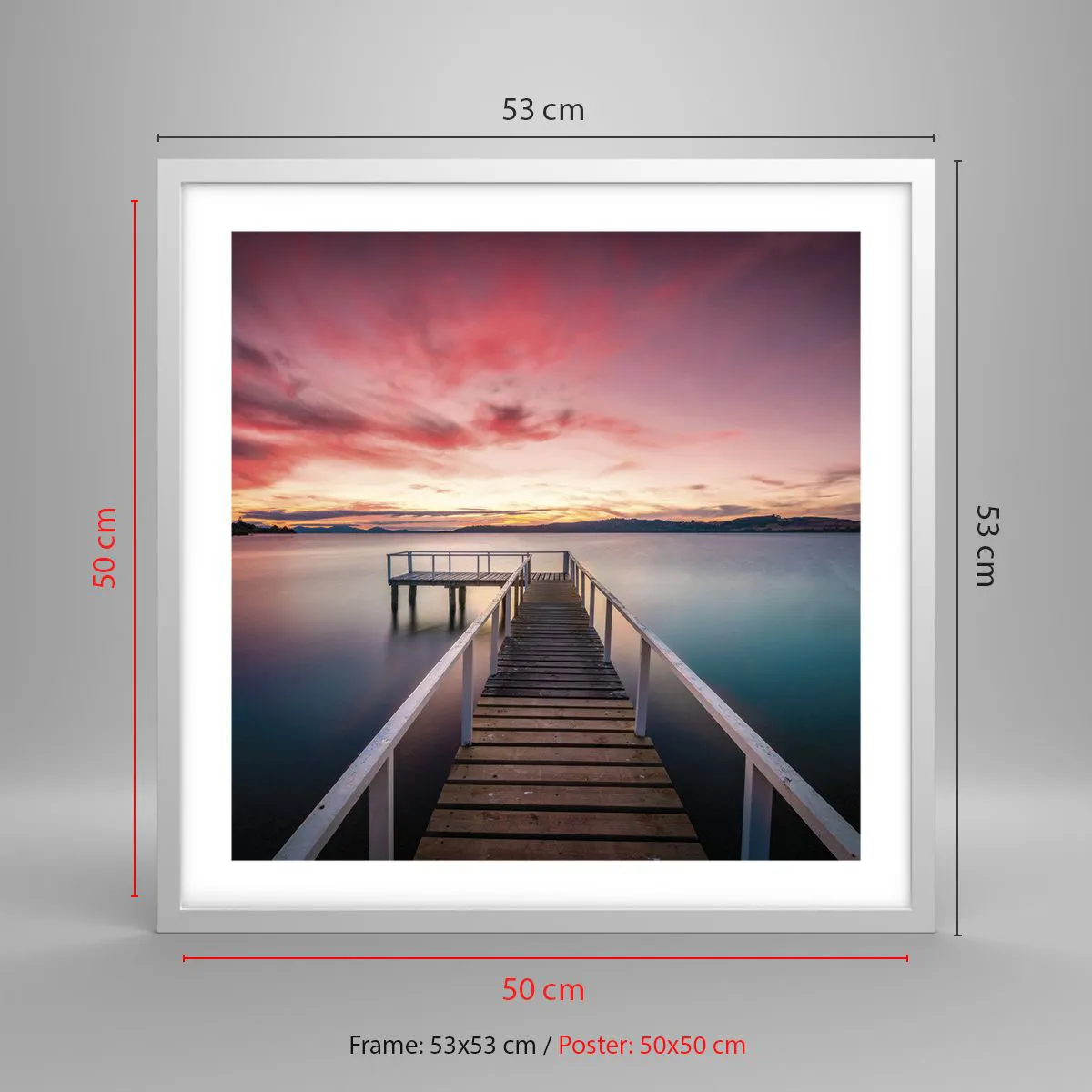 Poster in einem weißen Rahmen - Die sanfte Flamme des Abends - 50x50 cm