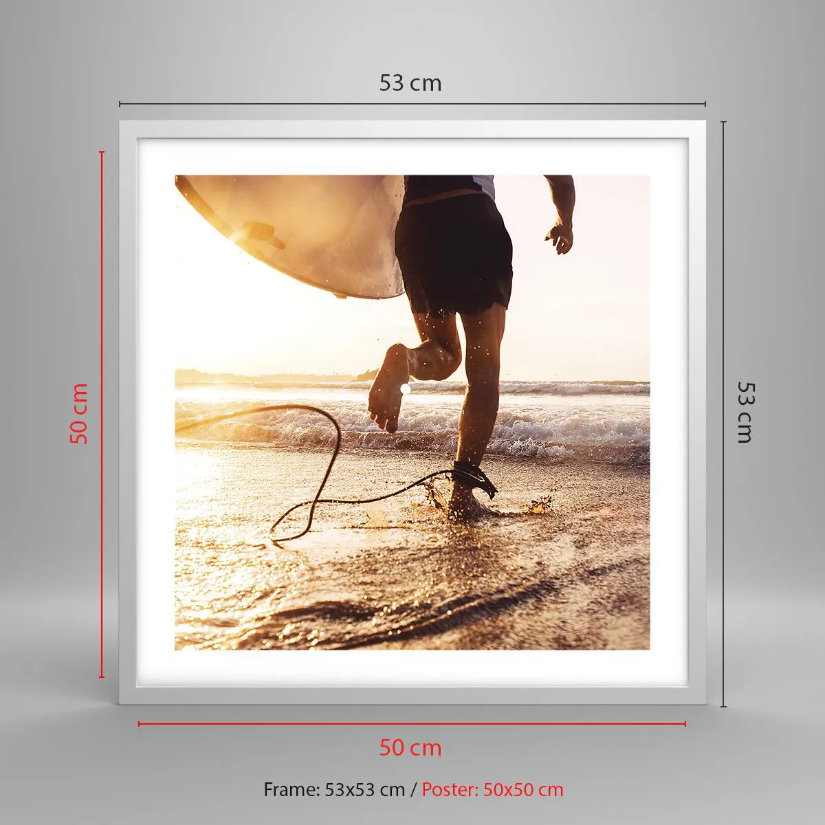 Poster în ramă albă - Pentru a întâmpina valul - 50x50 cm