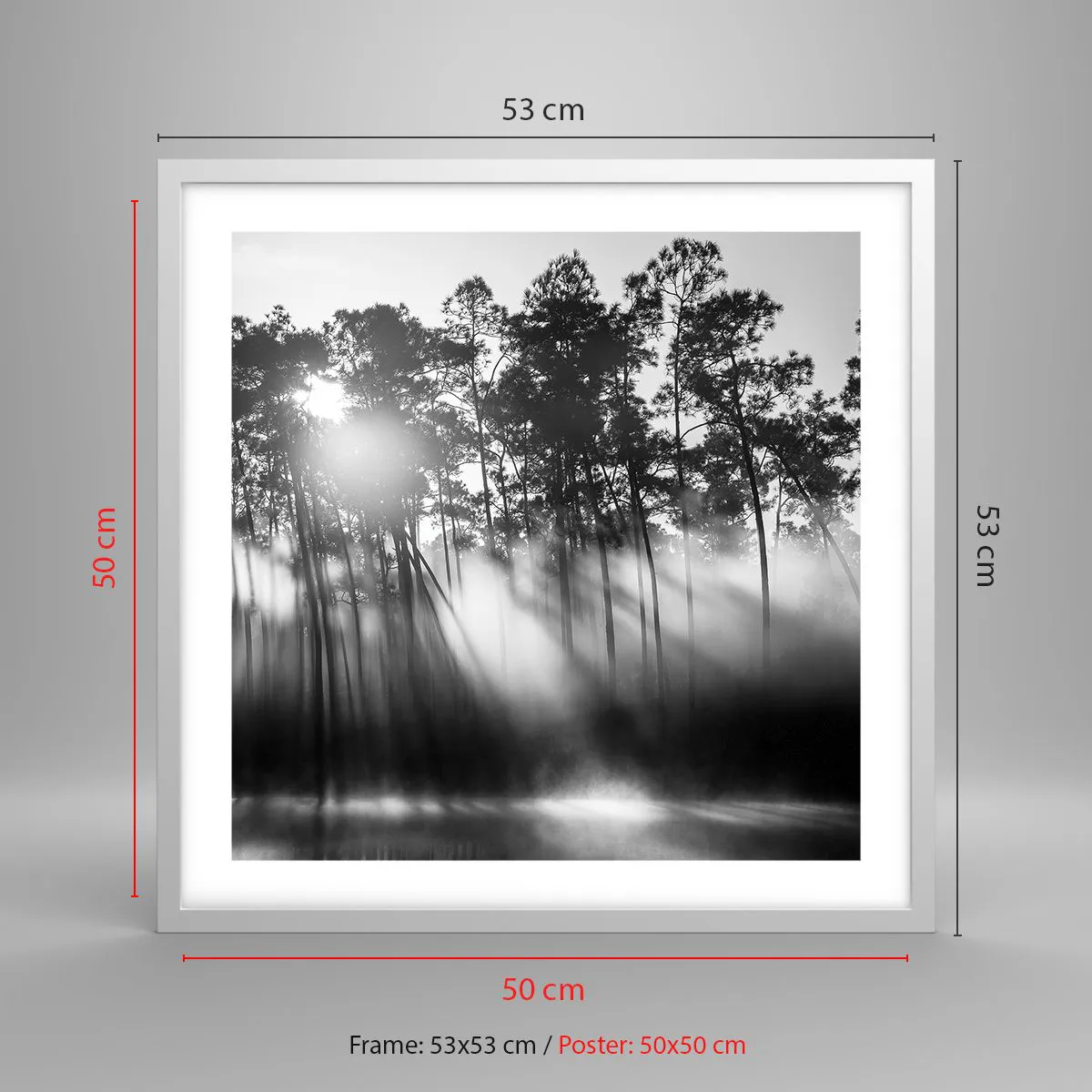 Póster en marco blanco - Sol imparable - 50x50 cm