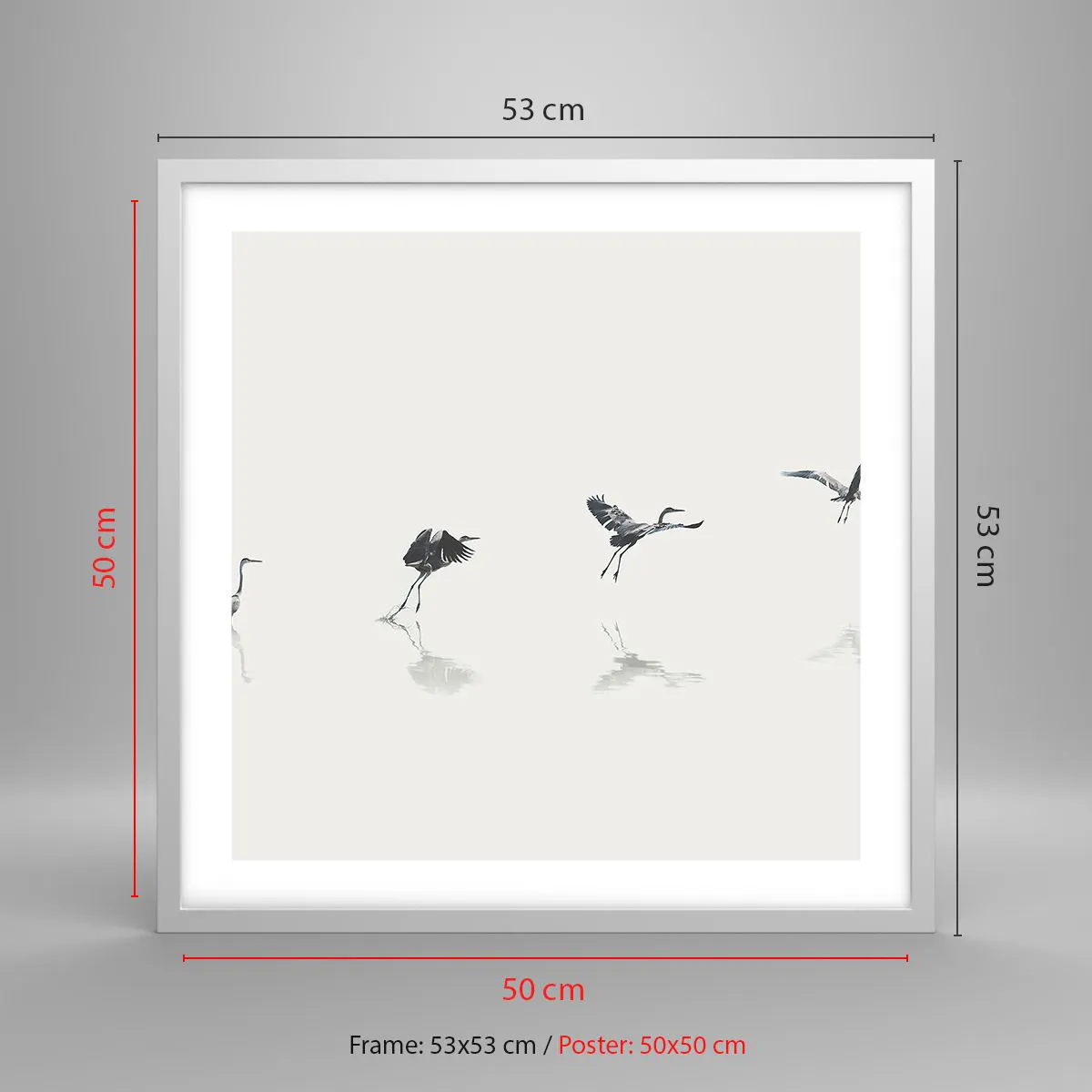 Affiche dans un cadre blanc - Poster - Quatre étapes simples - 50x50 cm