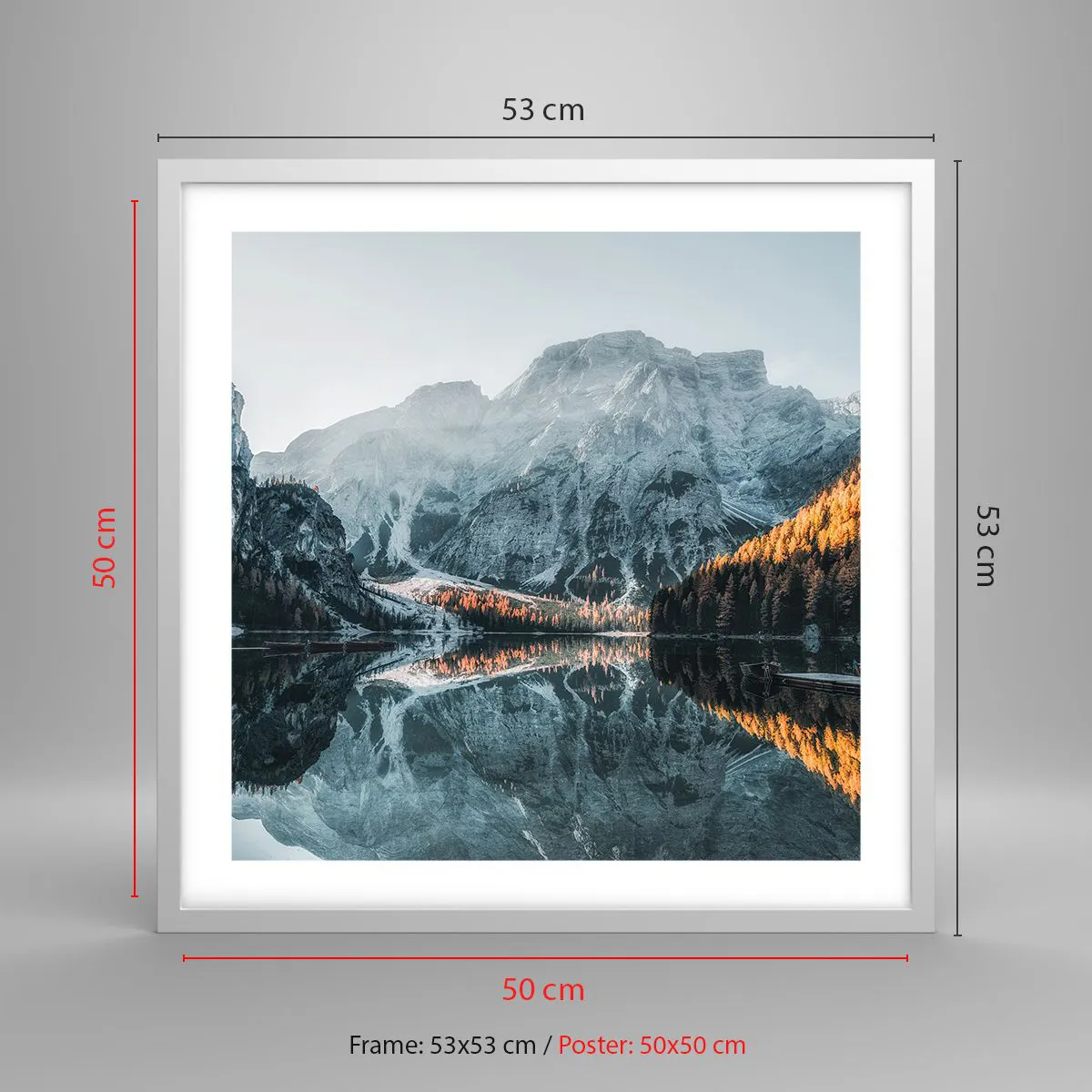 Affisch i vit ram - Spegellandskap - 50x50 cm