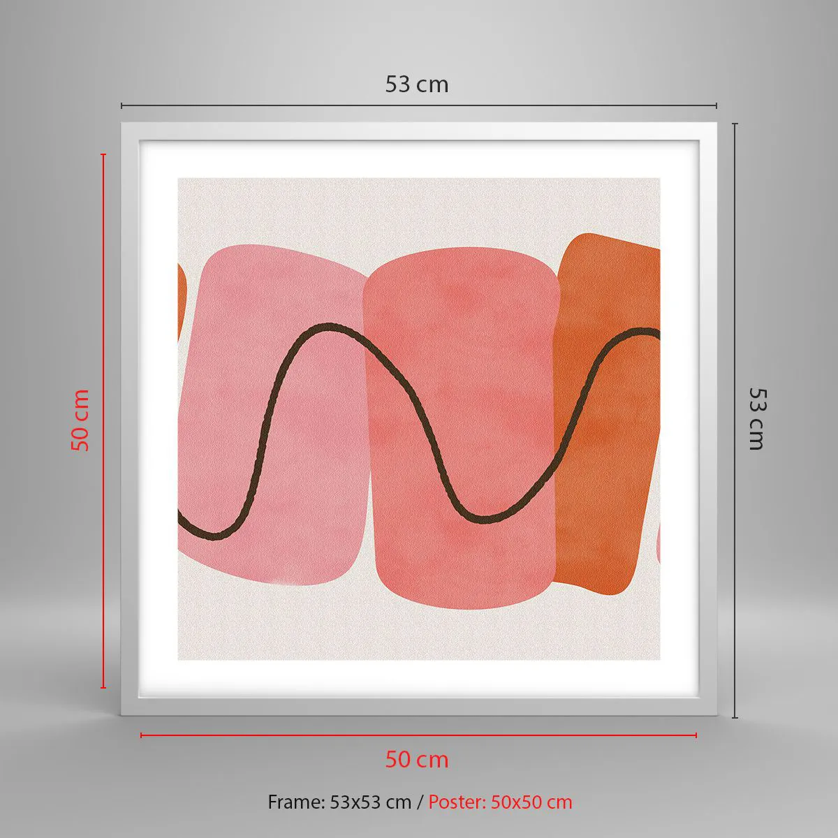 Poster in einem weißen Rahmen - Sanfte Bewegung der Formen - 50x50 cm