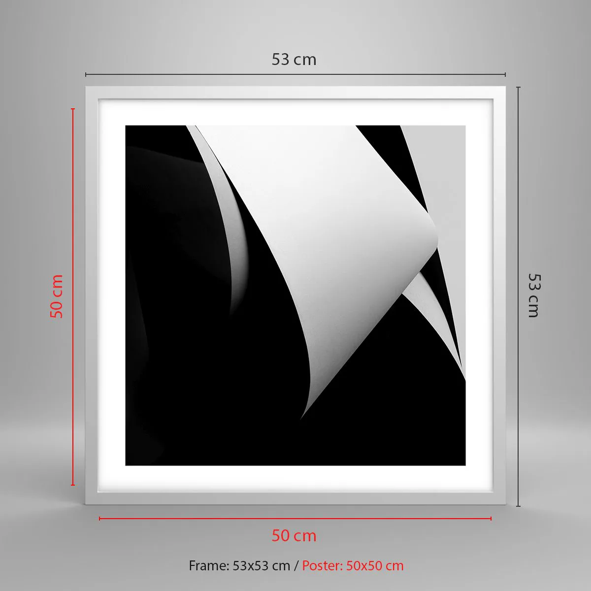Affiche dans un cadre blanc - Poster - Plans de lumière venus des profondeurs de l'ombre - 50x50 cm