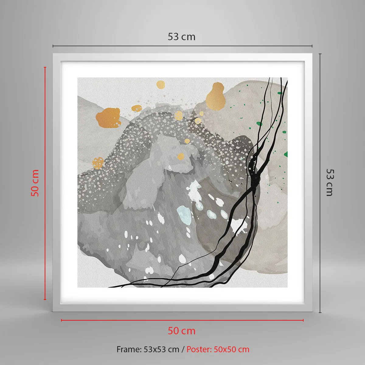 Affiche dans un cadre blanc - Poster - Composition organique - 50x50 cm