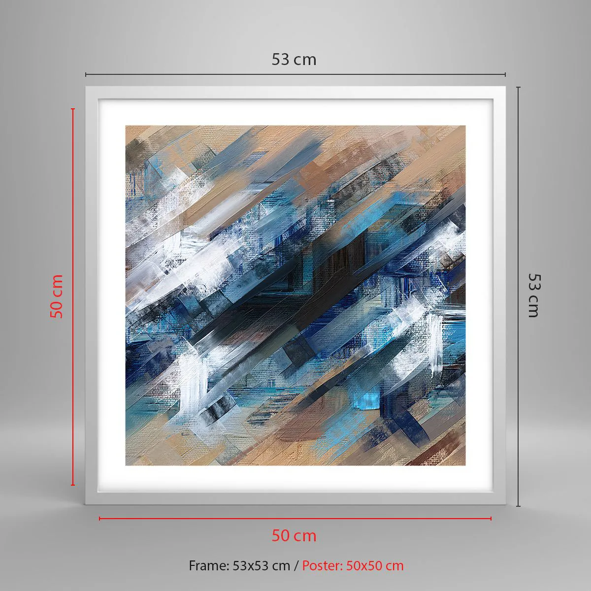 Poster în ramă albă - Pe o pantă albastră - 50x50 cm