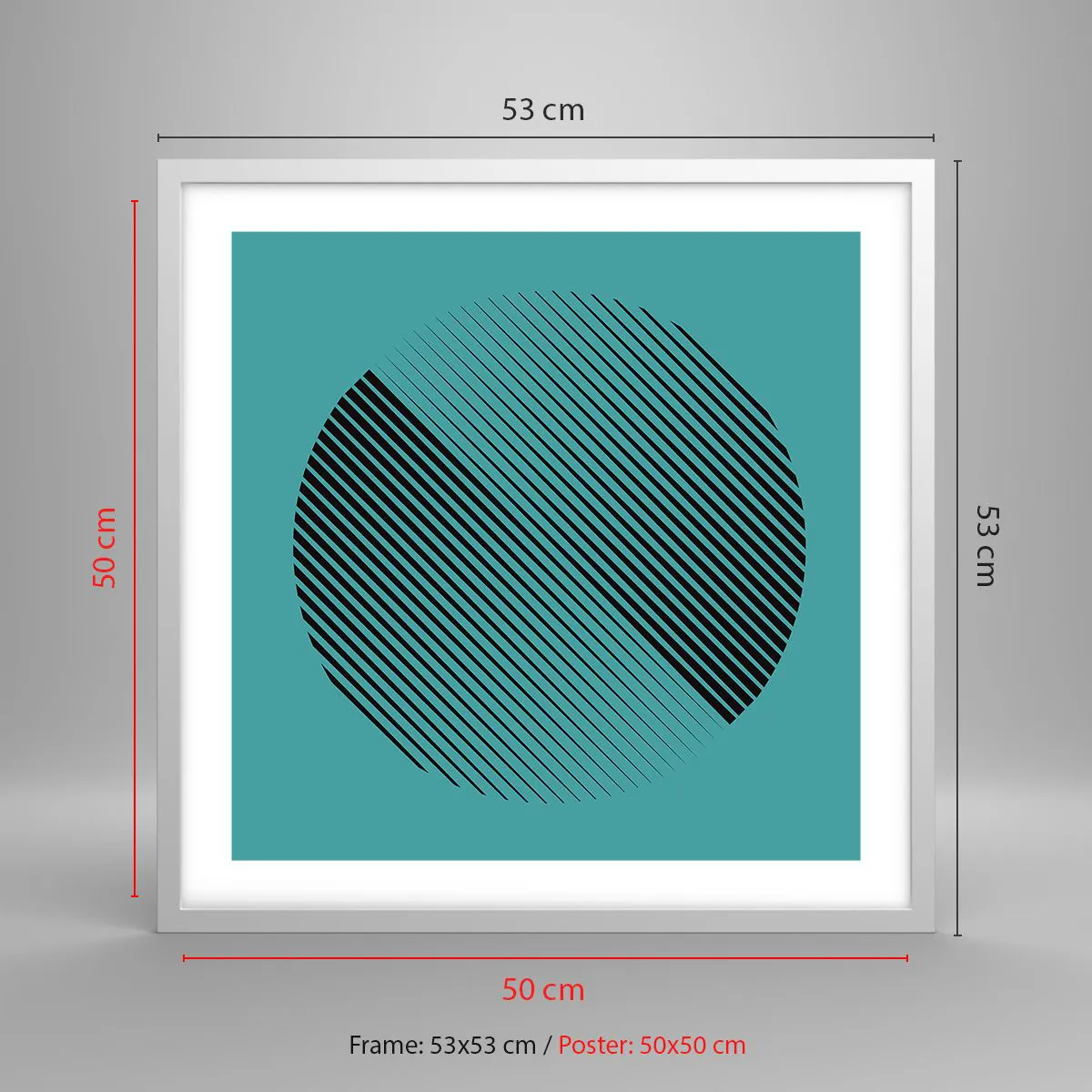 Póster en marco blanco - El círculo: una variación geométrica - 50x50 cm