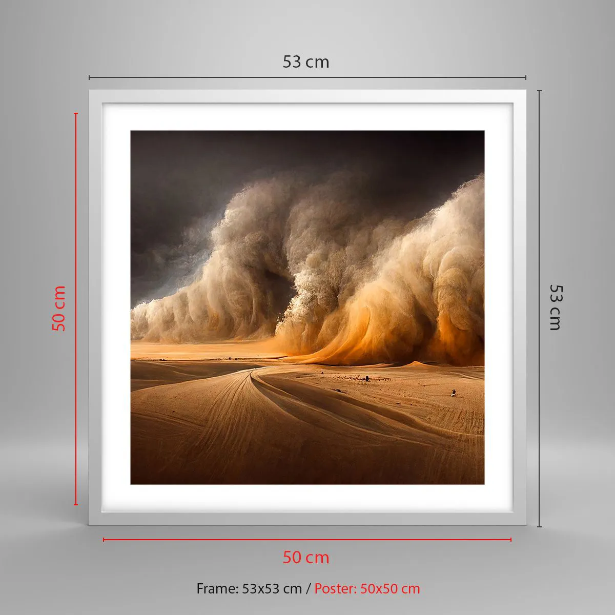 Affisch i vit ram - Öknens vrede - 50x50 cm