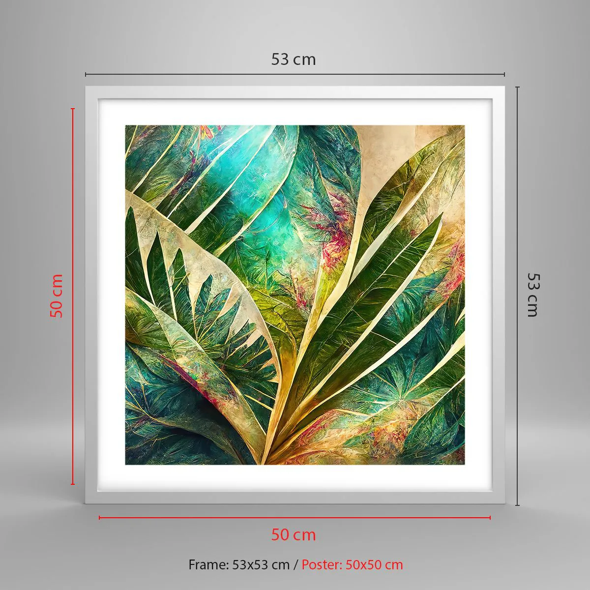 Poster in einem weißen Rahmen - Farben der Tropen - 50x50 cm