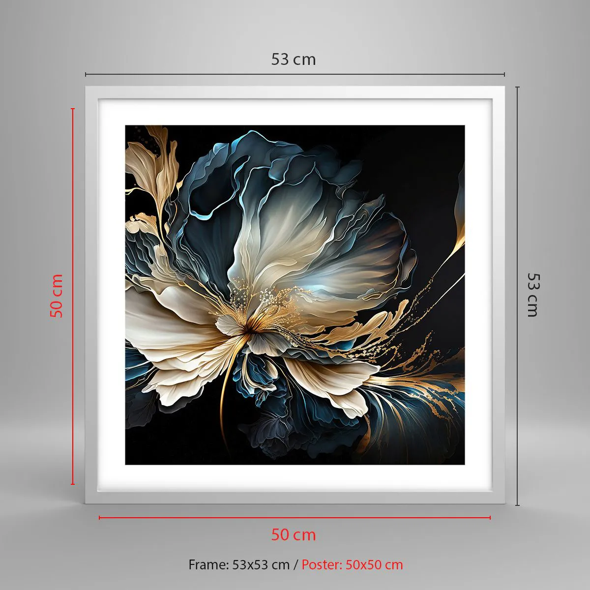 Affisch i vit ram - Sagolik ormbunksblomma - 50x50 cm