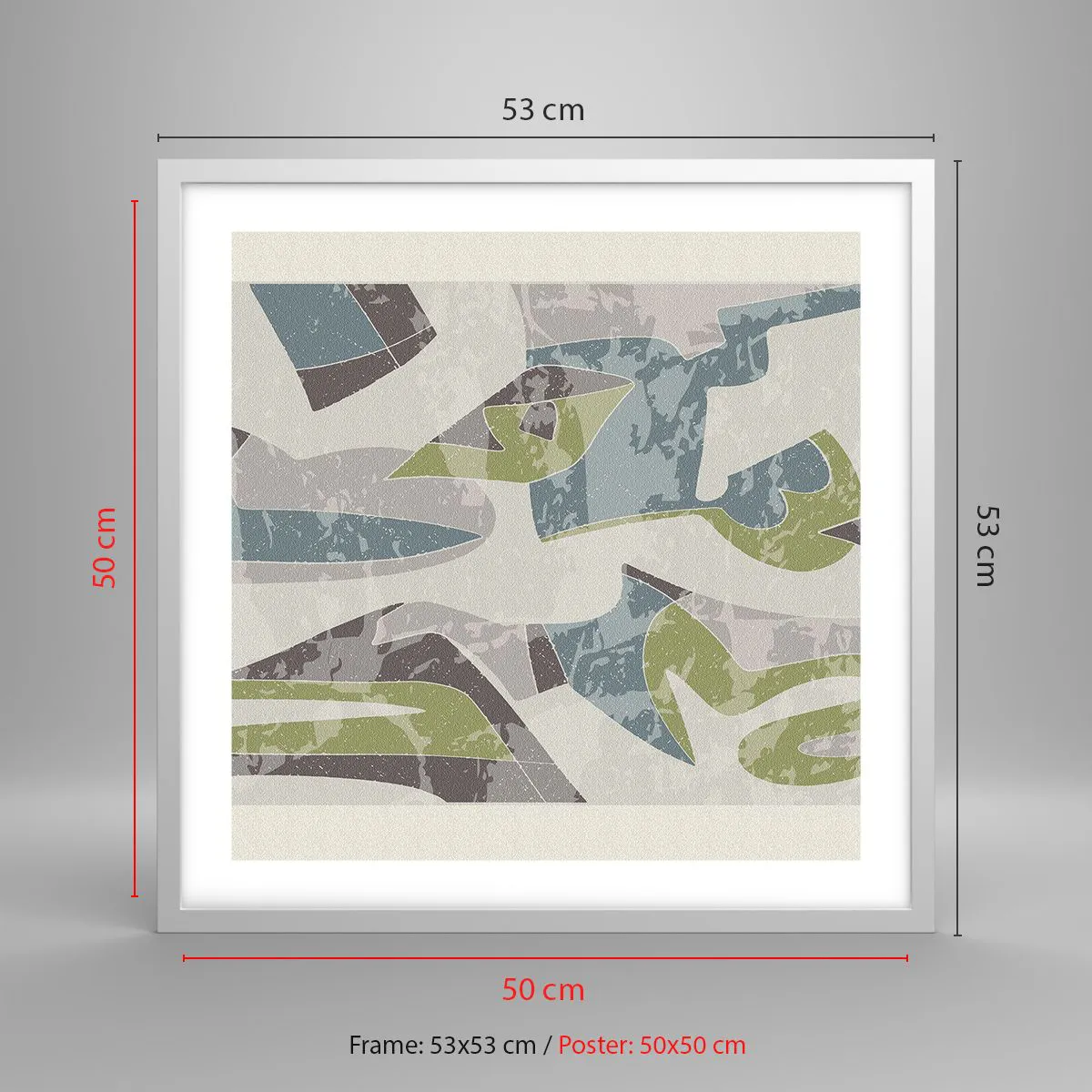 Poster in een witte lijst - Compositie achter het glas - 50x50 cm