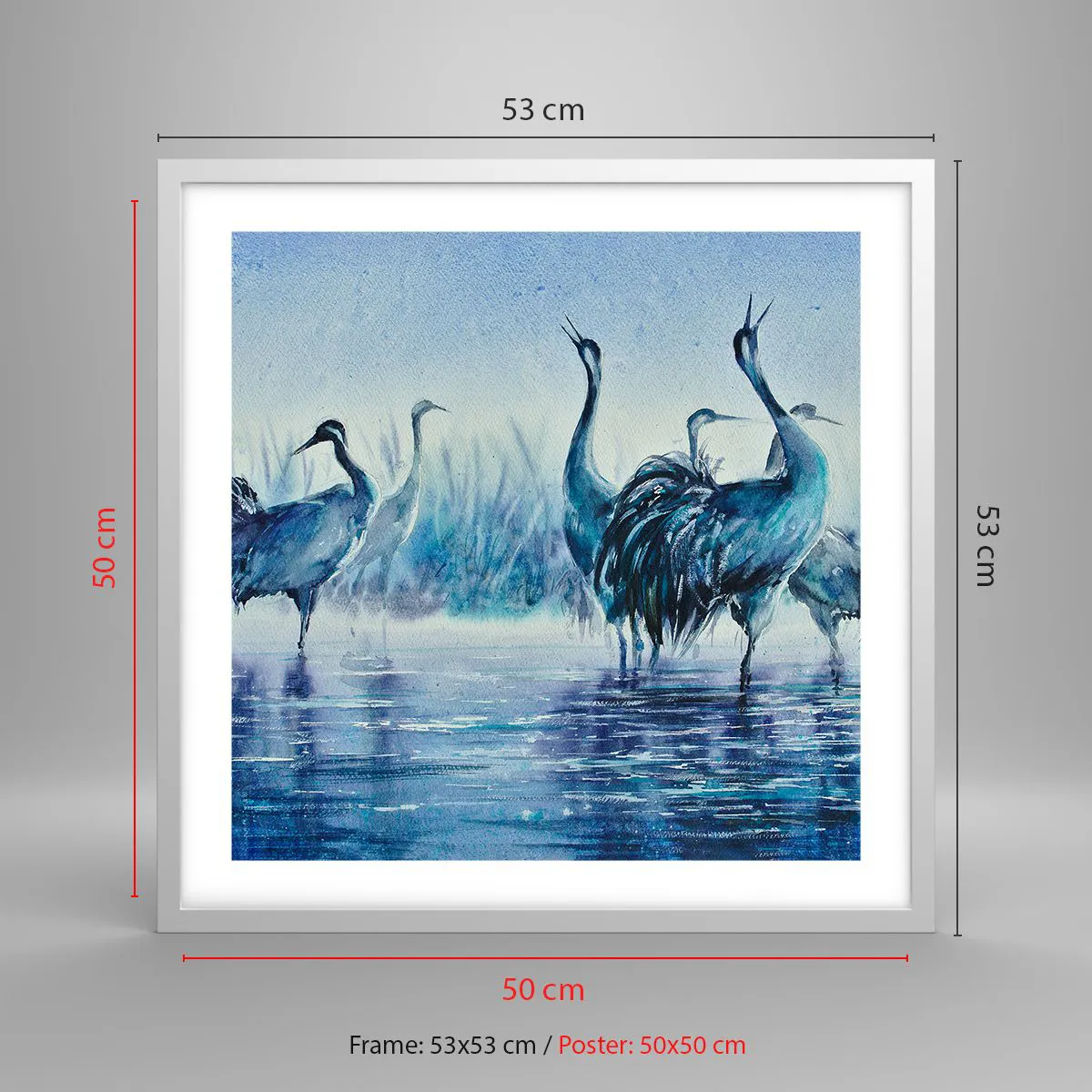 Plagát v bielom ráme - Ranné stretnutie - 50x50 cm