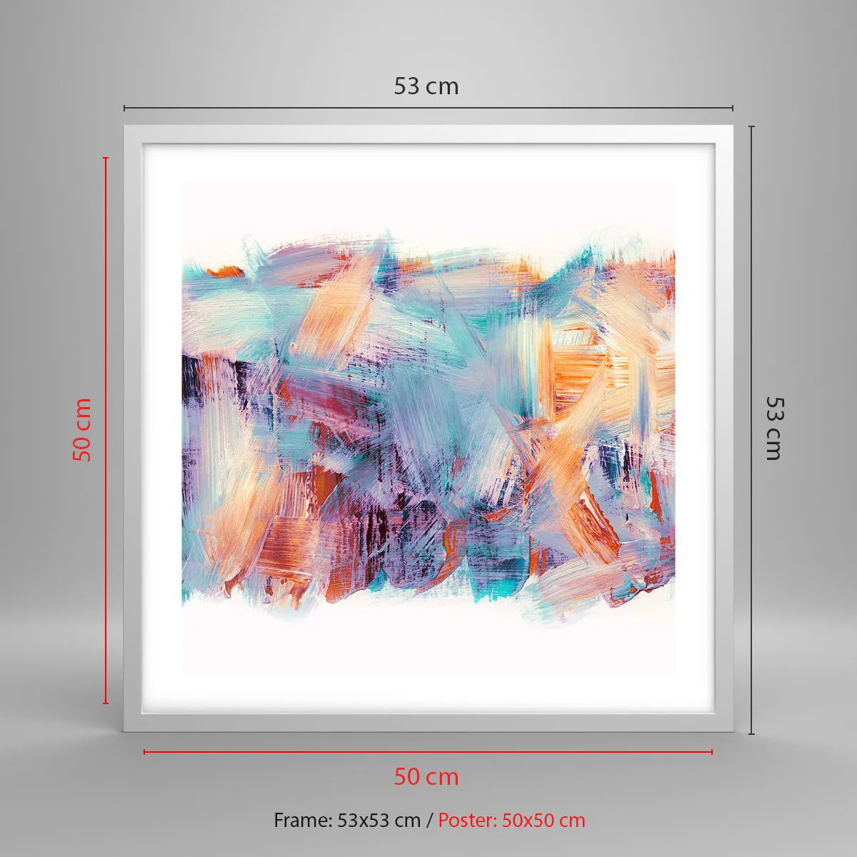 Affiche dans un cadre blanc - Poster - Un désordre coloré - 50x50 cm
