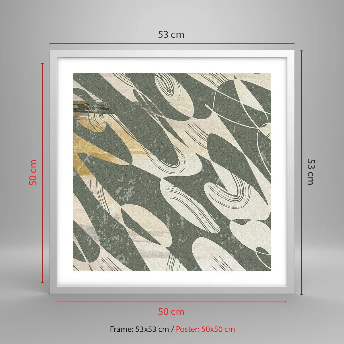 Poster in een witte lijst - Ritmische abstractie - 50x50 cm