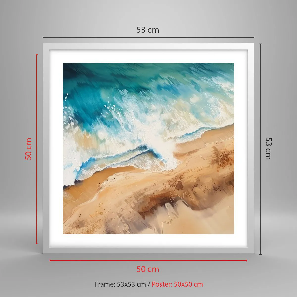 Affiche dans un cadre blanc - Poster - La vague qui revient - 50x50 cm