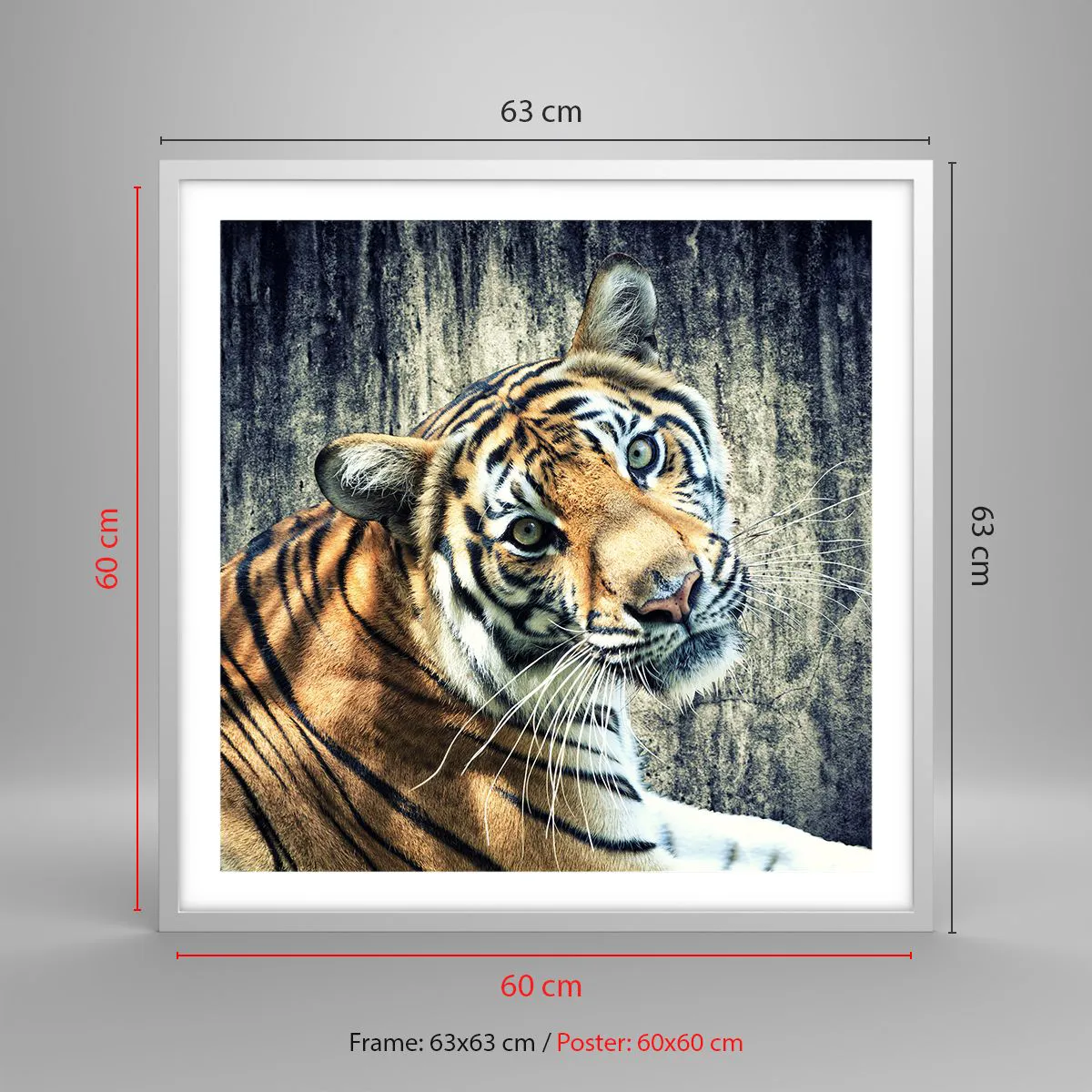 Affiche dans un cadre blanc - Poster - Portrait dans les flots de lumière - 60x60 cm